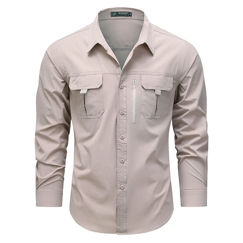 Men's outdoor utility shirt with multiple pockets and zipper Mune Fashion