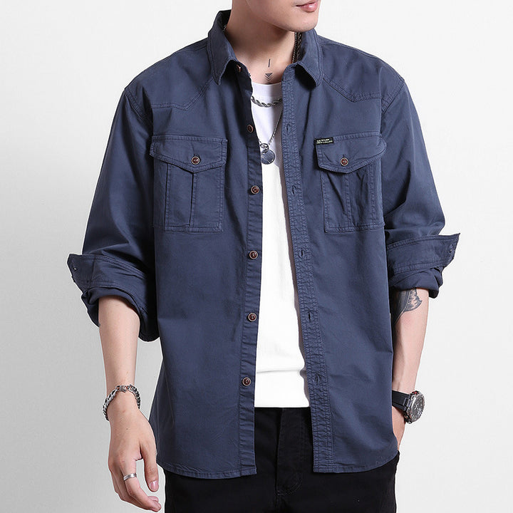 Men's Loose Utility Shirt with Flap Pockets and Workwear Details Mune Fashion