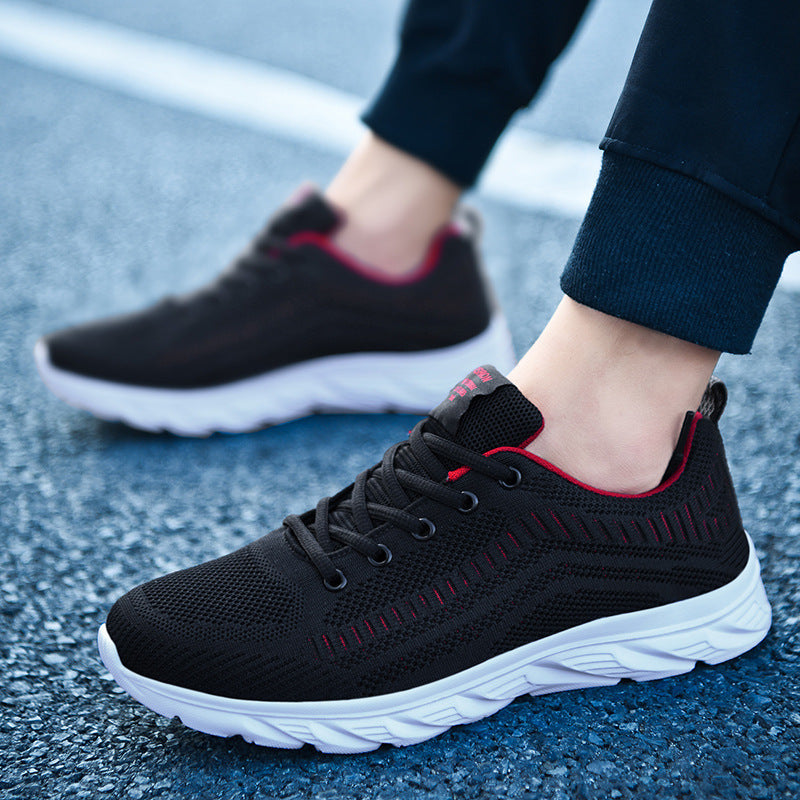 Men Breathable Knit Running Sneakers with Cushioned Wave EVA Sole Mune Fashion