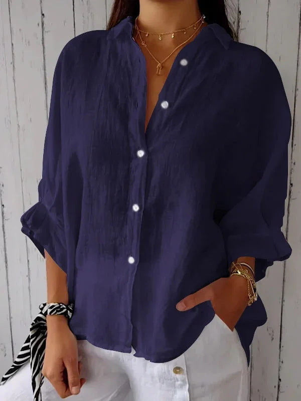 Women's Light Linen Blouse with Loose Fit Mune Fashion