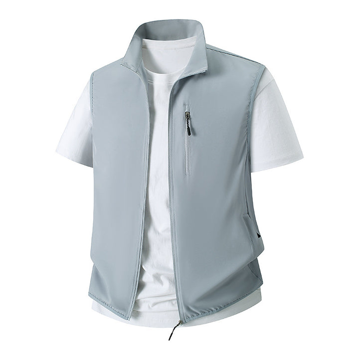 Men's Lightweight Softshell Utility Vest with Stand Collar, water-repellent outer layer and zip pockets Mune Fashion