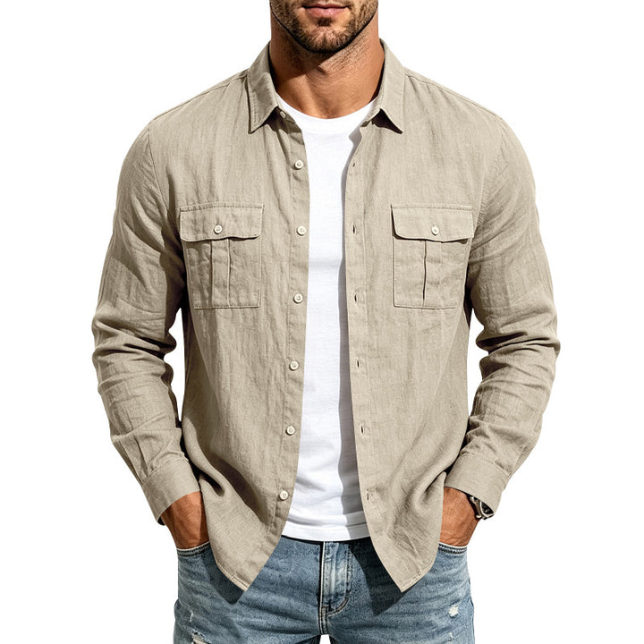 Men's linen shirt with chest pockets and casual overshirt Mune Fashion