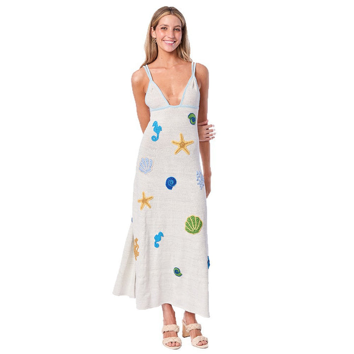Ladies crocheted beach dress with maritime motifs Mune Fashion