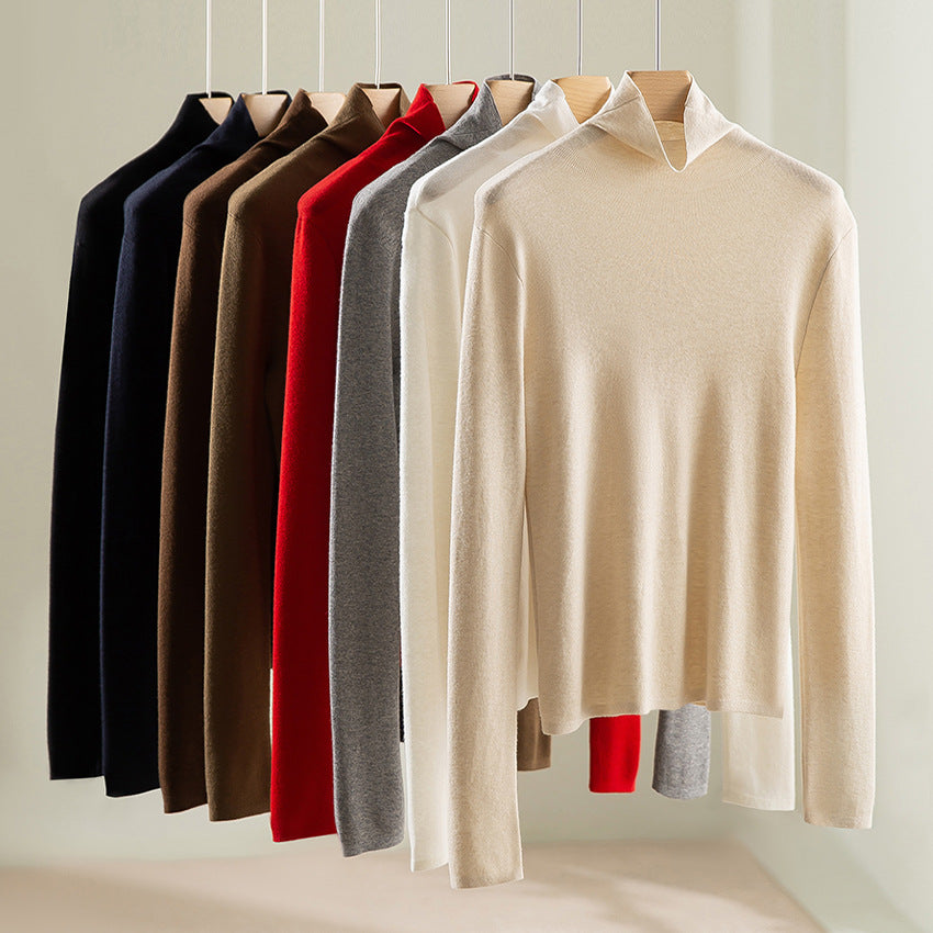 Women's Slim-Fit Fine Knit Turtleneck Sweater with Stretch Mune Fashion