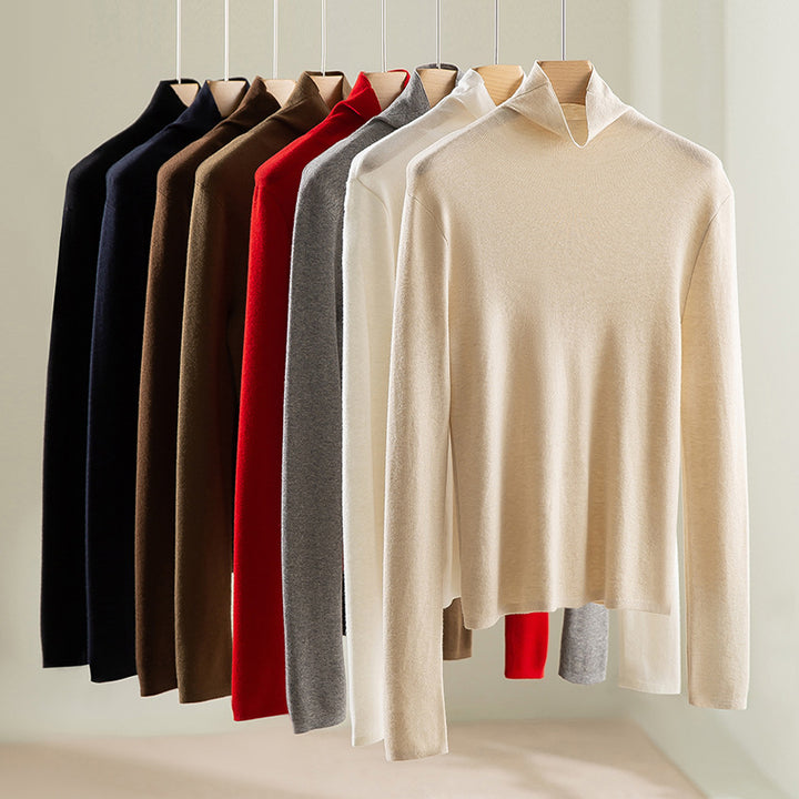 Women's Slim-Fit Fine Knit Turtleneck Sweater with Stretch Mune Fashion