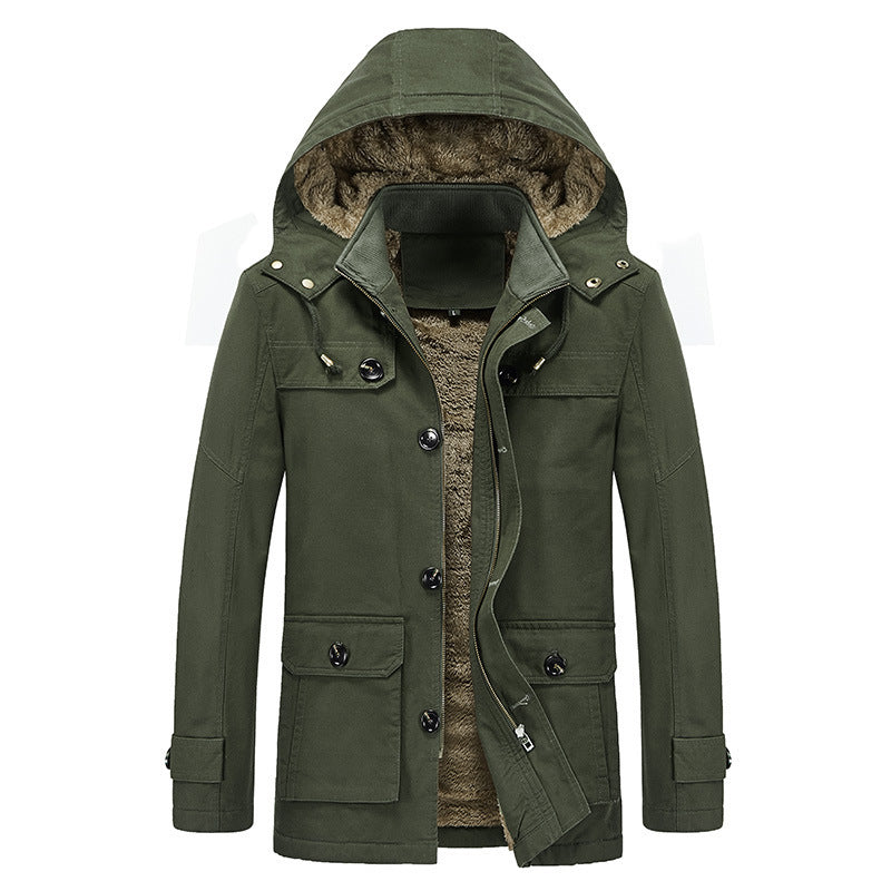 Men's Canvas Military Parka with Teddy Fleece Lining and Multifunctional Pockets Mune Fashion