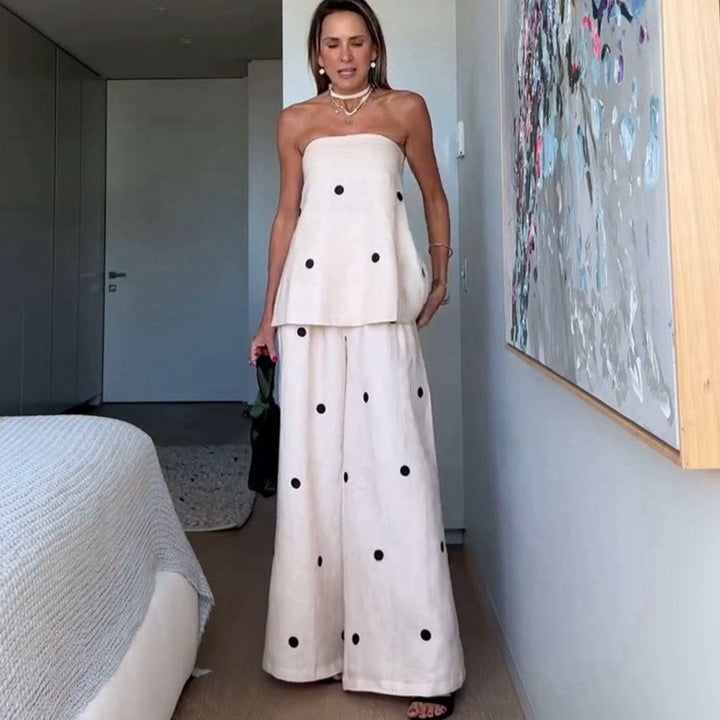 Women's two-piece bandeau set with extended top and floor-length Marlene trousers Mune Fashion
