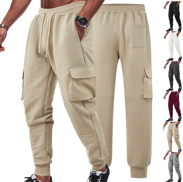 Men's quilted cargo jogging pants with waffle texture, drawstring waist and patch flap pockets Mune Fashion