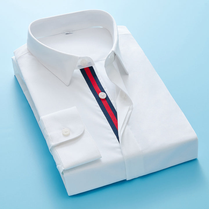 Men's tailored business shirt with Kent collar and contrasting button placket band Mune Fashion