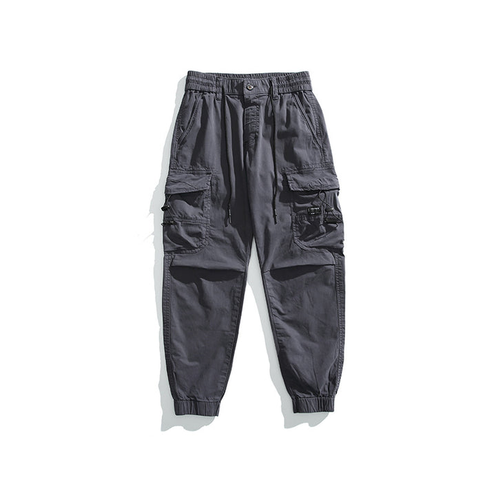 Men's Utility Cargo Jogger Pants with Elastic Comfort Waistband and Multifunctional Pockets Drune
