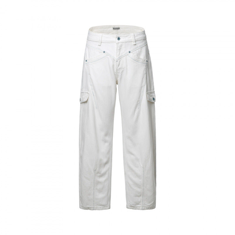 Women's High-Waisted Cargo Pants Relaxed Fit with Flap Pockets and Raw Hem Mune Fashion