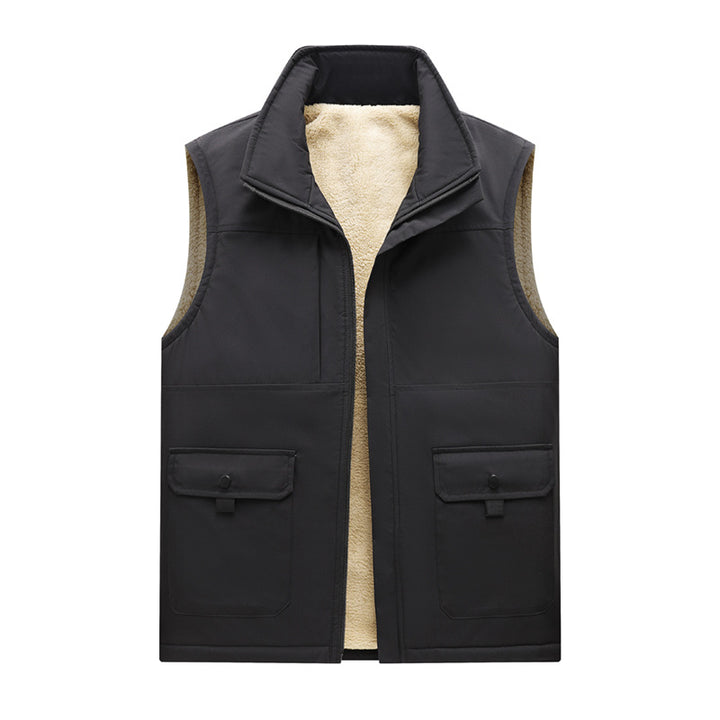 Men's Insulated Outdoor Utility Vest with Teddy Lining and Front Flap Pockets Mune Fashion