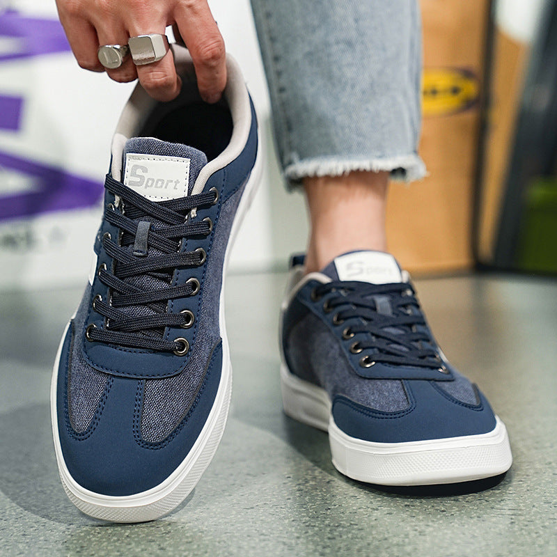Men's urban canvas and artificial leather sneakers with padded entry and profiled rubber sole Mune Fashion