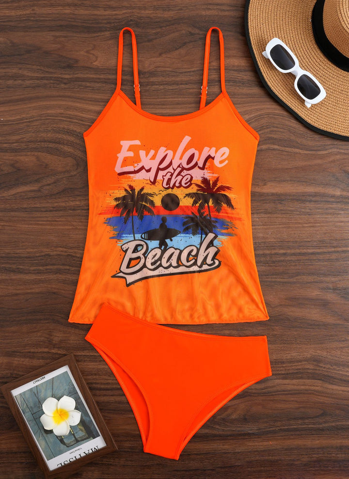 Women's Sporty Tankini Set with Trendy Print Mune Fashion