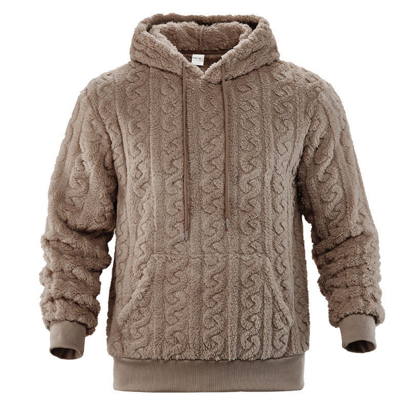 Unisex Cozy Teddy Hoodie with Cable Knit Look and Kangaroo Pocket Mune Fashion