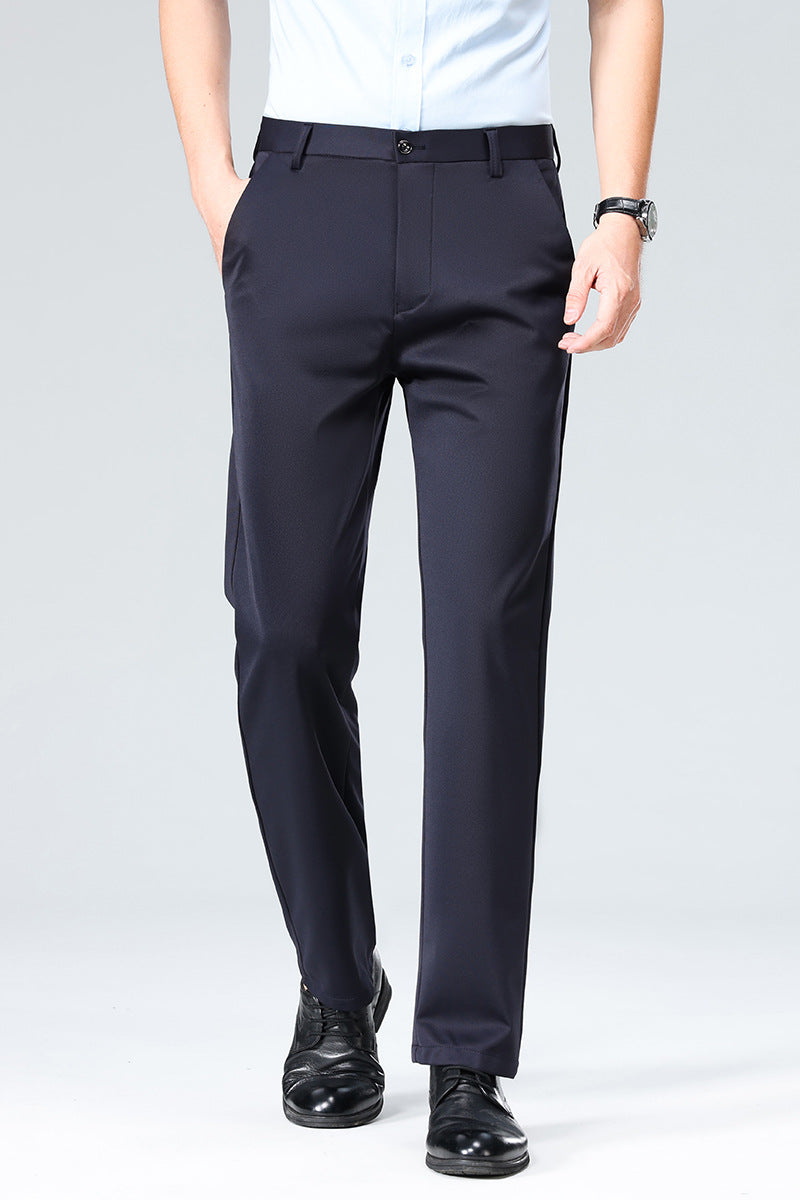 Men's Elegant Straight-Cut Stretch Business Trousers with Crease Mune Fashion