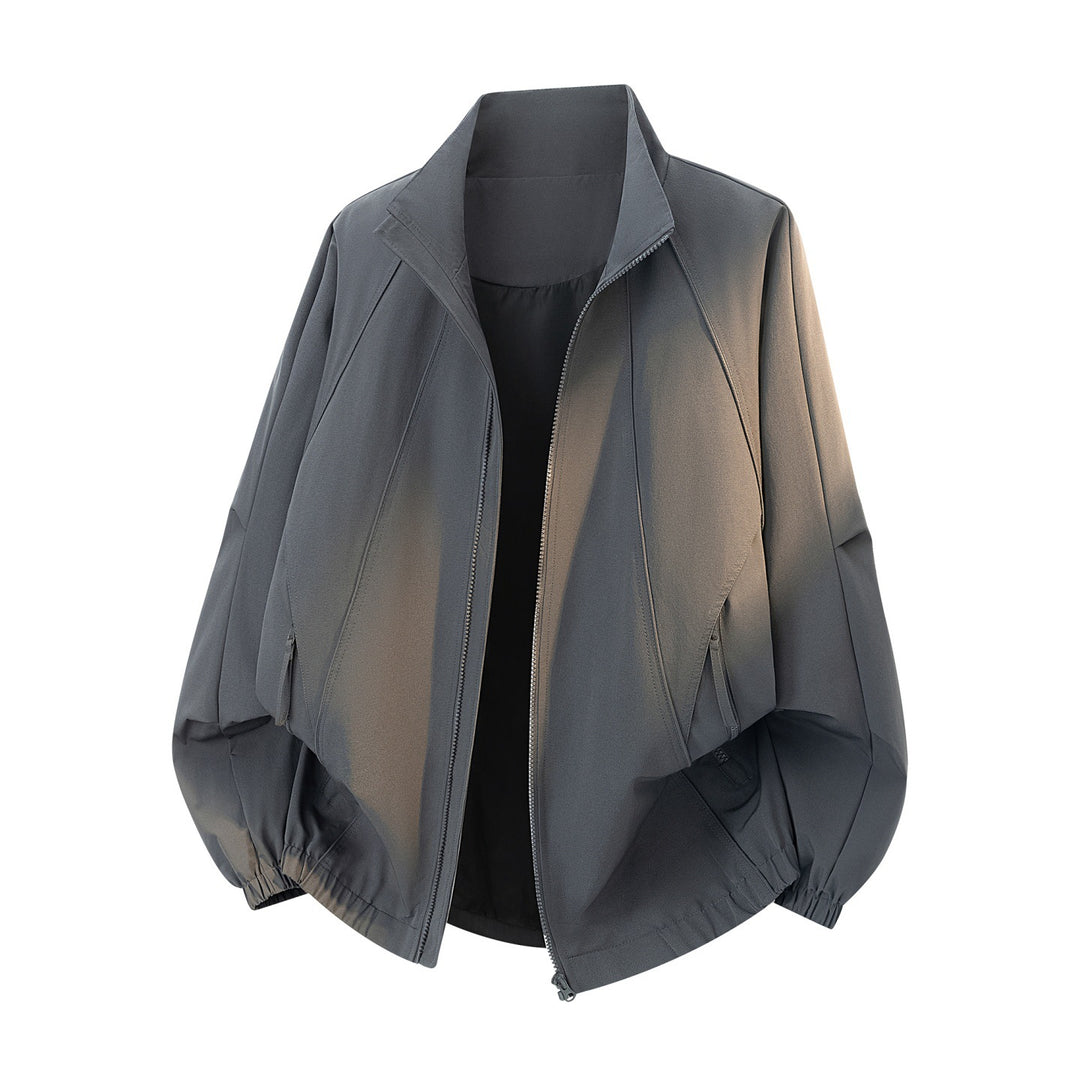 Men's Oversized Functional Bomber Jacket with Stand Collar, Drawstring Hem, and Diagonal Seam Design Mune Fashion