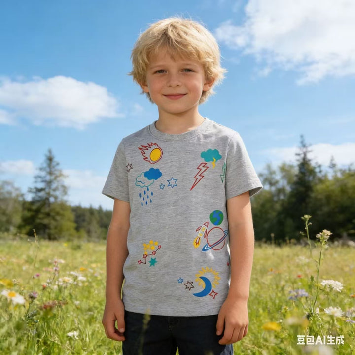 Boys T-Shirt with creative space embroidery Mune Fashion