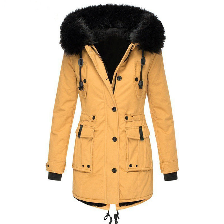 Women's padded parka with removable faux fur hood, tailored silhouette and utility pockets Mune Fashion