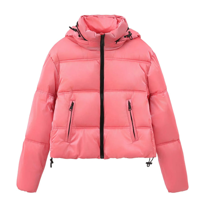 Women nan cropped quilted down-look jacket with hood and drawstring hem Mune Fashion