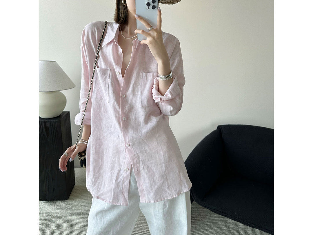 Women Casual Linen Blouse Mune Fashion