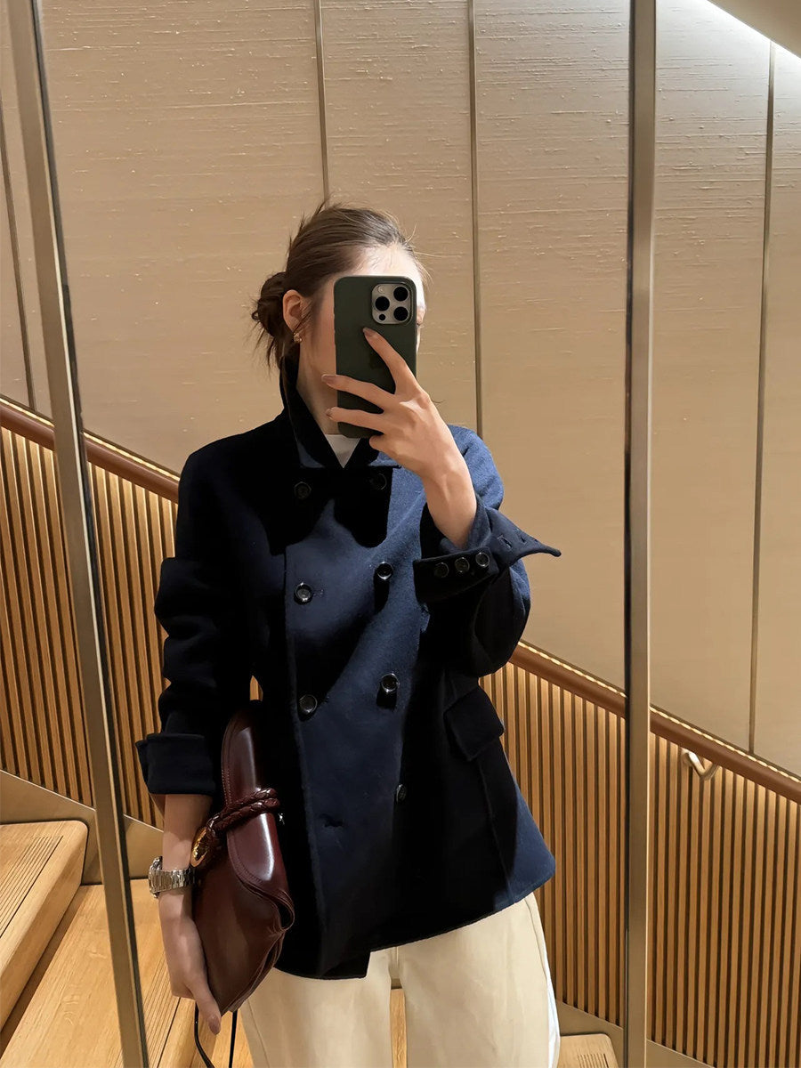 Women Elegant Double-breasted Jacket Mune Fashion
