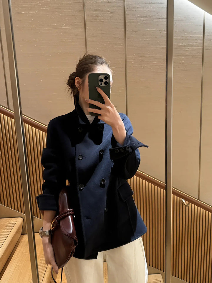 Women Elegant Double-breasted Jacket Mune Fashion
