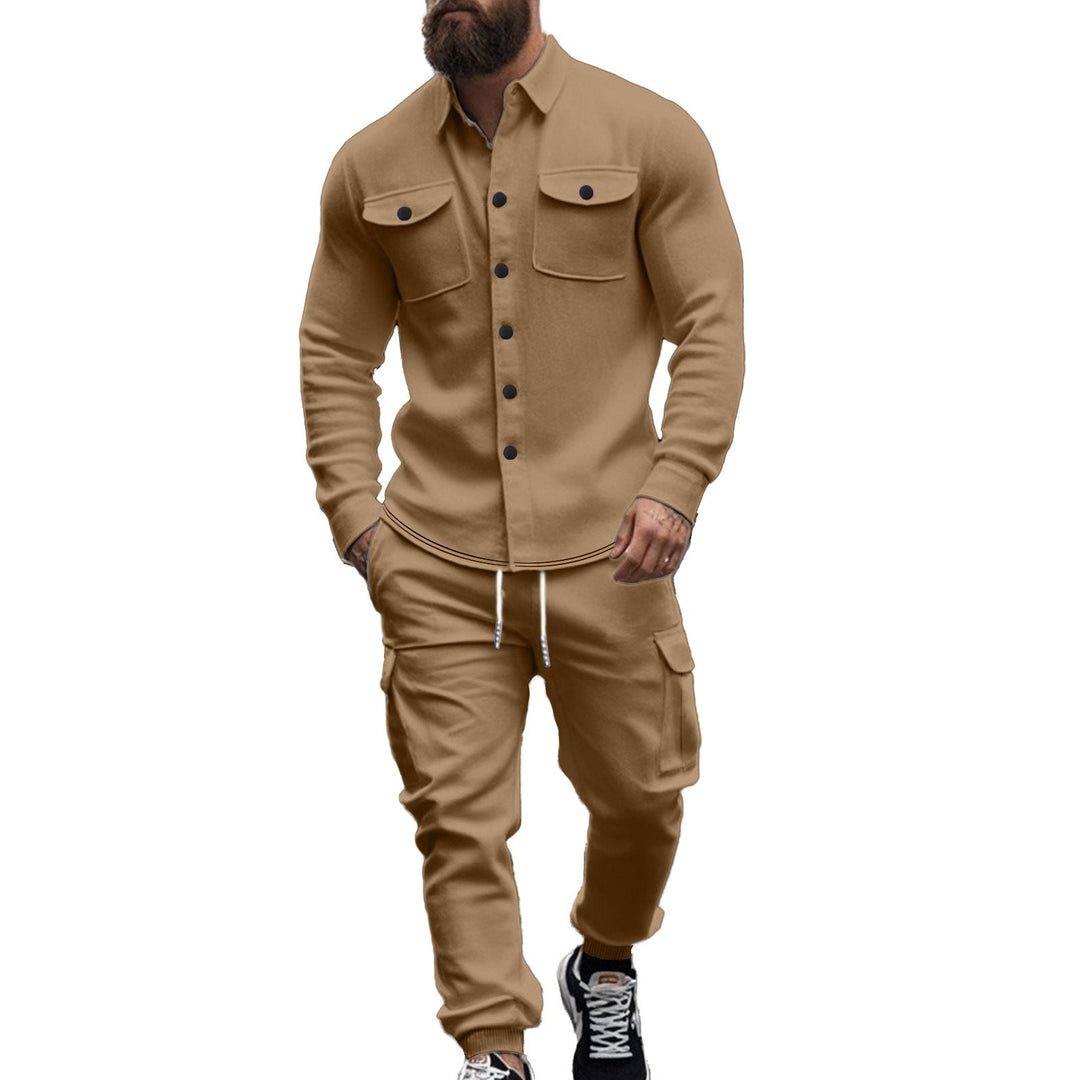 Men's Cargo Set with Casual Shirt and Elastic Pants Mune