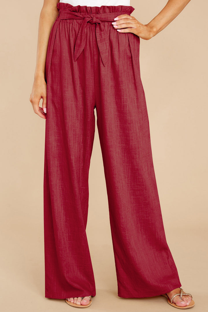 Women's linen pants with paperbag waistband and wide leg Mune Fashion