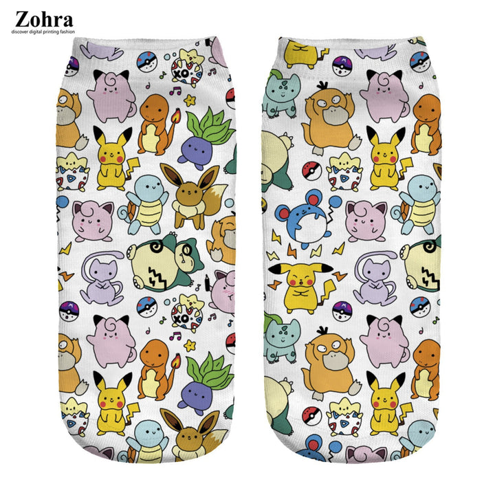 Unisex Low Ankle Socks with Cartoon Monster Face and Soft Cotton Blend Mune Fashion