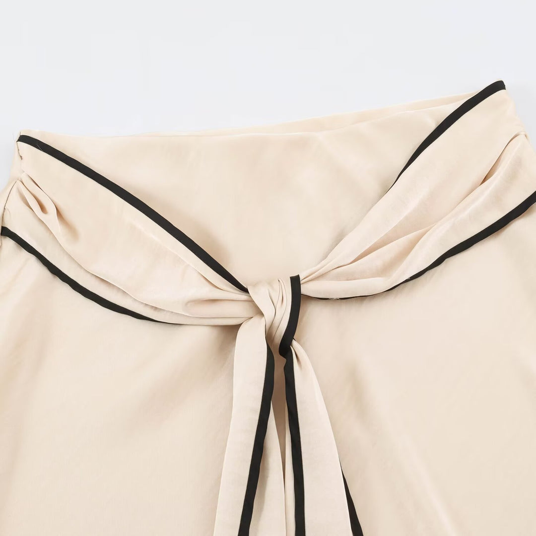 Women's midi skirt with tie and contrasting edge trim Drune