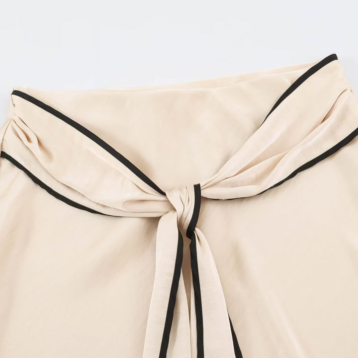 Women's midi skirt with tie and contrasting edge trim Drune