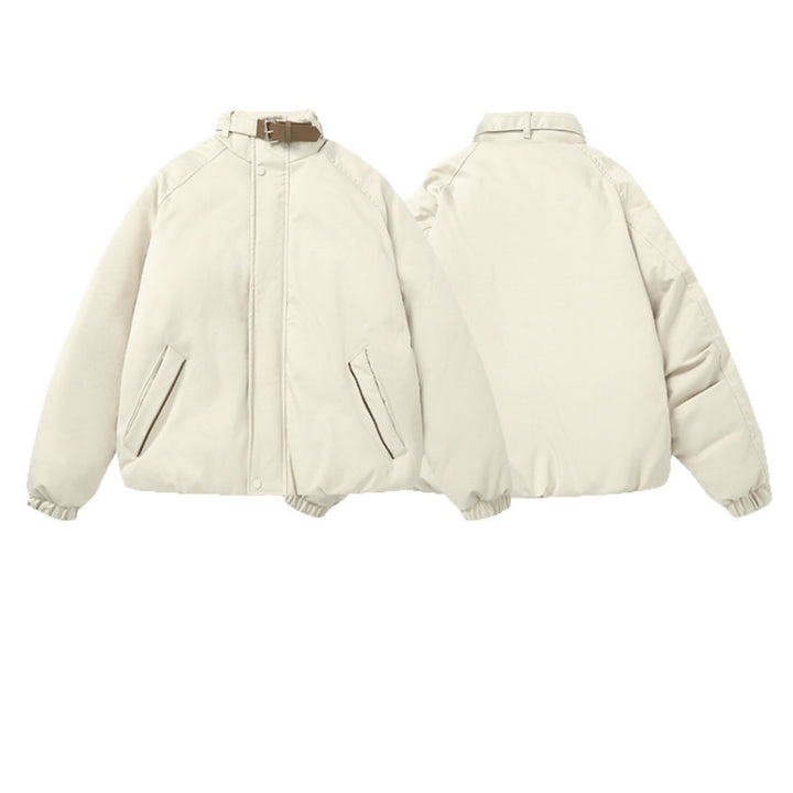 Women Quilted Boxy Bomber with high-collar buckle and diagonal zip pockets Mune Fashion