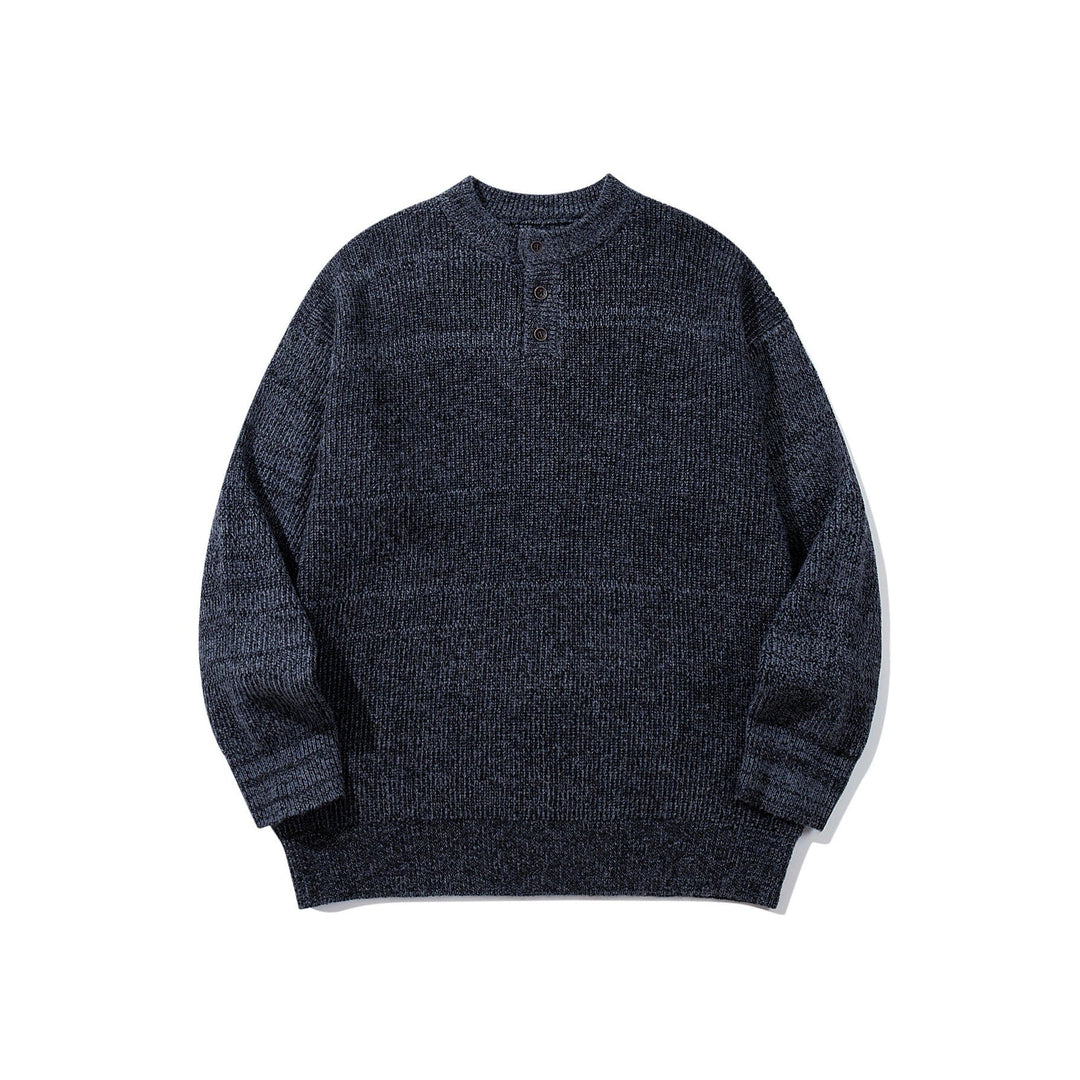 Men's chunky knit henley pullover with half button placket and ribbed cuffs Mune Fashion