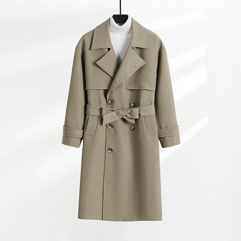 Women's tailored double-breasted trench coat with tie belt and shawl collar Mune Fashion