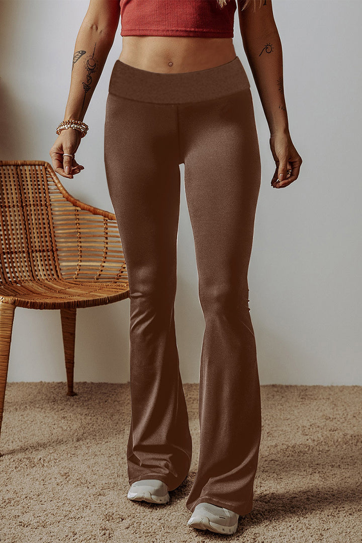 Women High-Waist Flare Pants made of Stretch Jersey with Wide Flare Mune Fashion