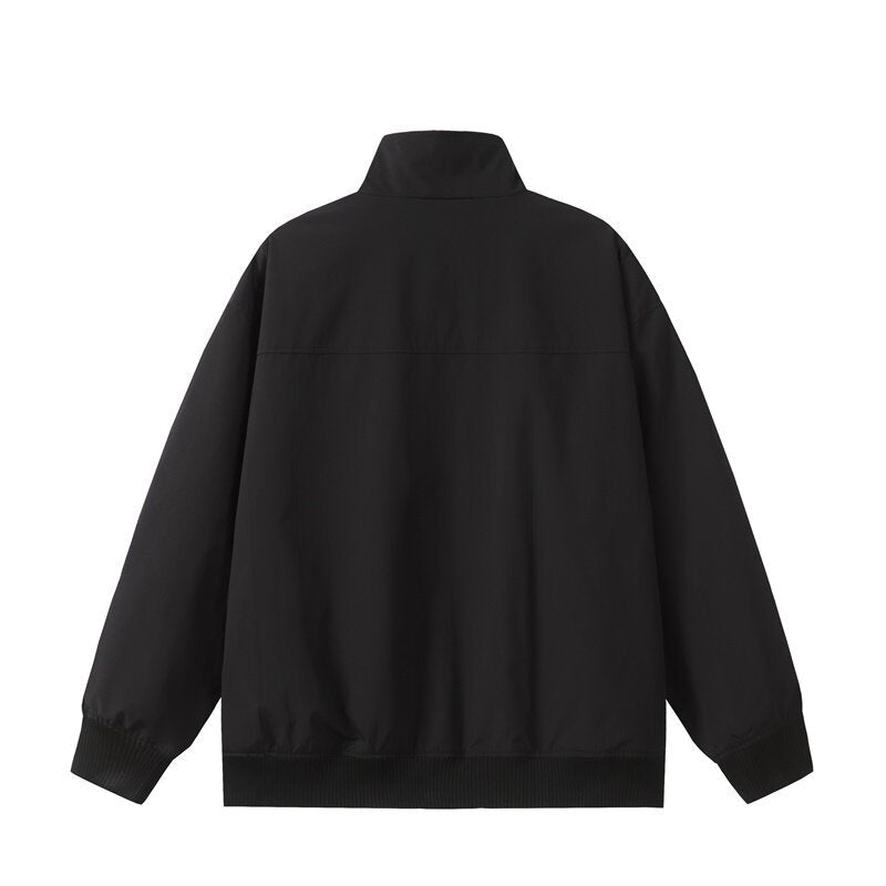 Unisex Short Cut Oversized Bomber Jacket with Stand-Up Collar, Concealed Front Placket, and Ribbed Cuffs Mune Fashion