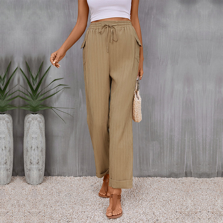Women's Casual Summer Pants with Elastic Waist and Side Pockets Mune Fashion