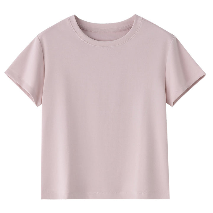 Women Short-Cut Boxy T-Shirt made from soft cotton stretch with round neck Mune Fashion