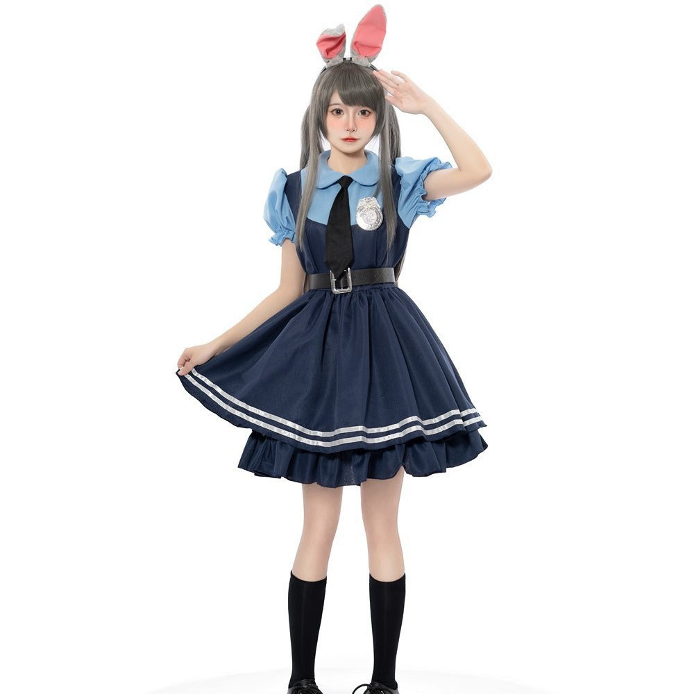 Girl Police Officer Costume with Frill Skirt and Accessories Mune Fashion