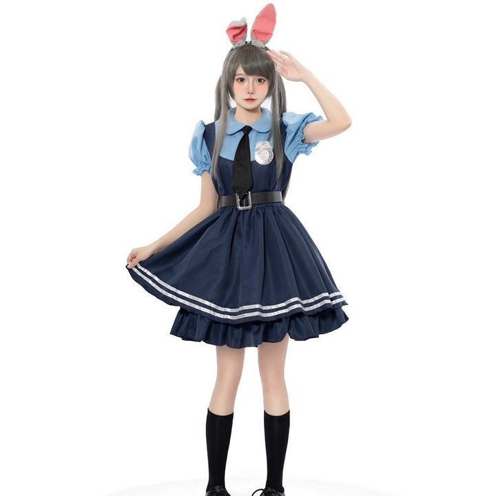 Girl Police Officer Costume with Frill Skirt and Accessories Mune Fashion