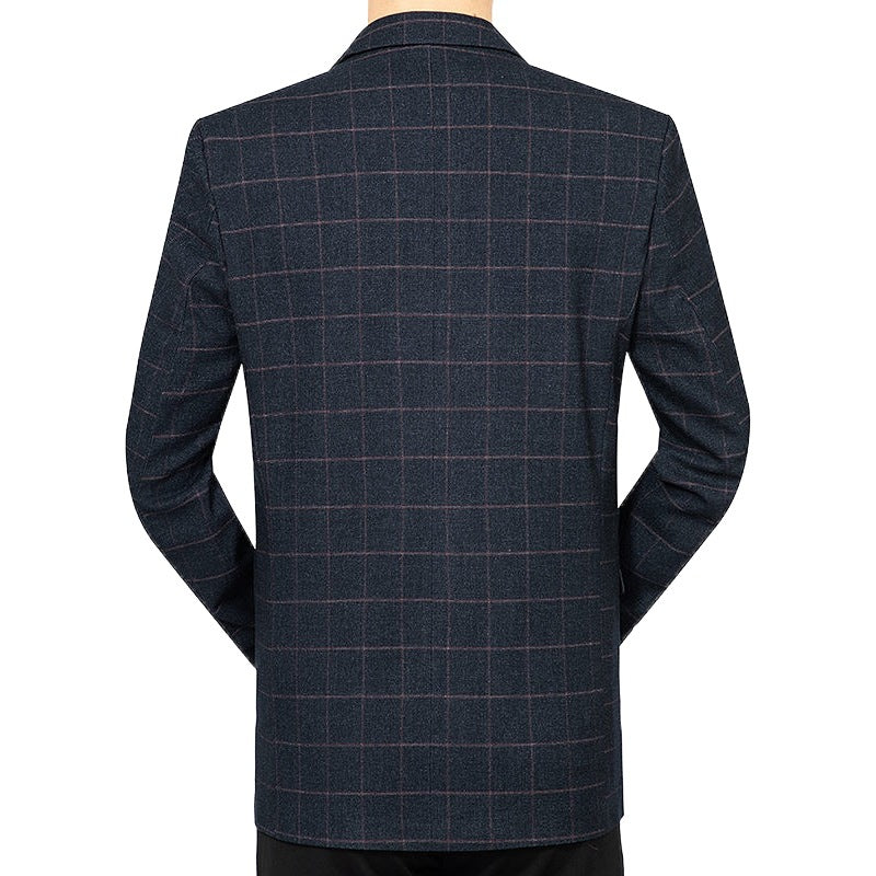 Men's Checked Slim-Fit City Blazer with Window Check and Flap Pockets Mune Fashion
