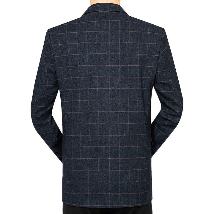 Men's Checked Slim-Fit City Blazer with Window Check and Flap Pockets Mune Fashion