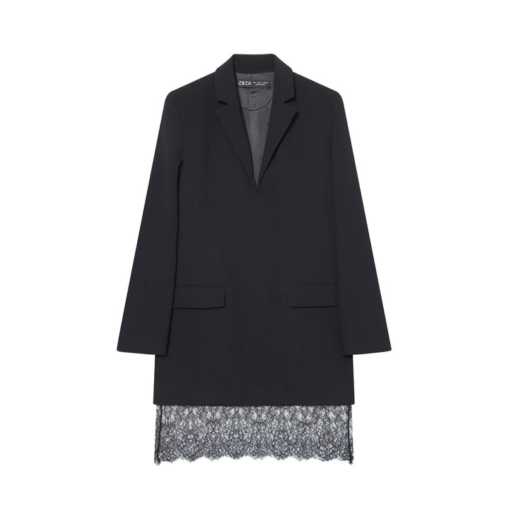 Women's tailored long blazer with pointed hem and patch pockets Mune Fashion