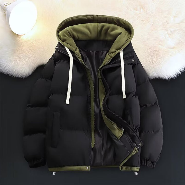 Unisex Padded Hooded Winter Jacket with Contrasting Lining and Drawstring Mune Fashion
