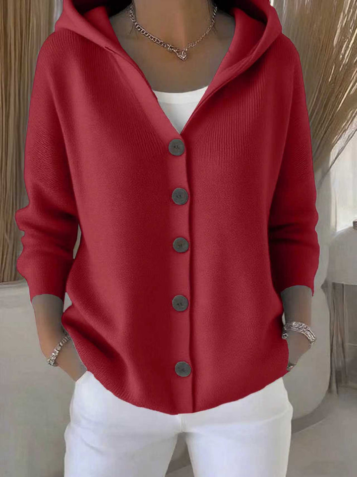 Women's hooded cardigan with button placket and casual oversized fit Mune Fashion