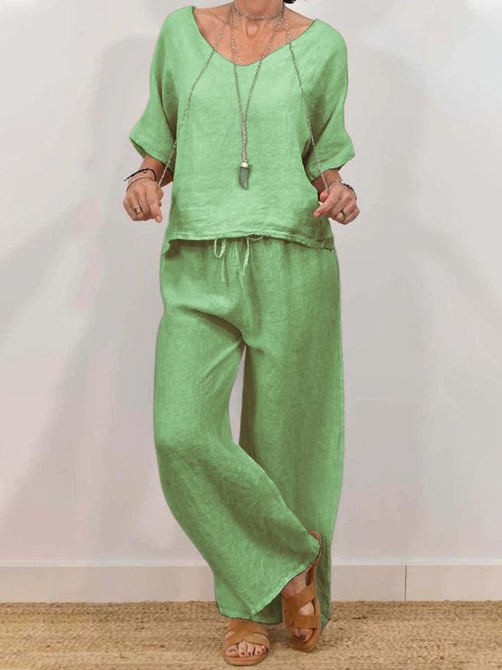 Women’s linen suit with a casual cut and wide leg Mune Fashion