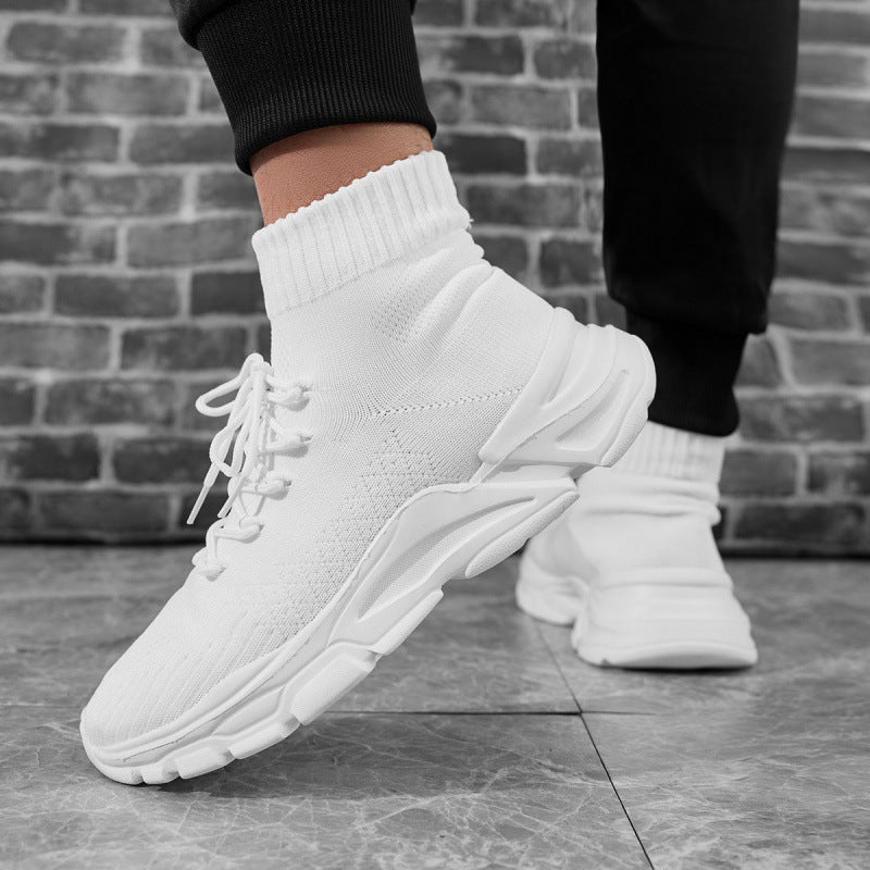 Women’s knitted sock sneakers with high shaft, padded platform sole and elastic lacing system Mune Fashion