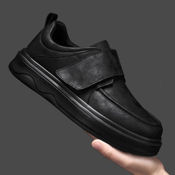 Men's Leather-like Casual Sneakers with Shock-absorbing Rubber Sole Mune Fashion