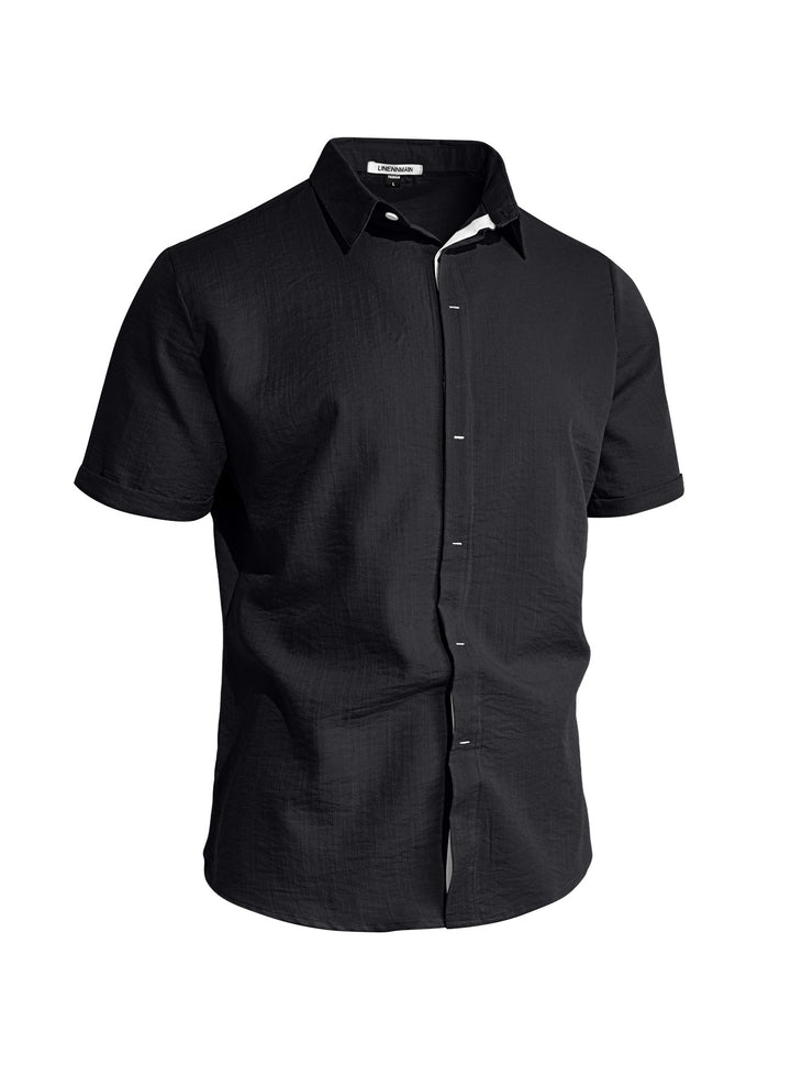Men's breathable linen shirt with kent collar and rolled-up sleeves Mune Fashion
